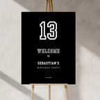 Minimal Black Sports Birthday Welcome Sign