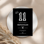 Black 11th Birthday Invitation Minimal For Boys