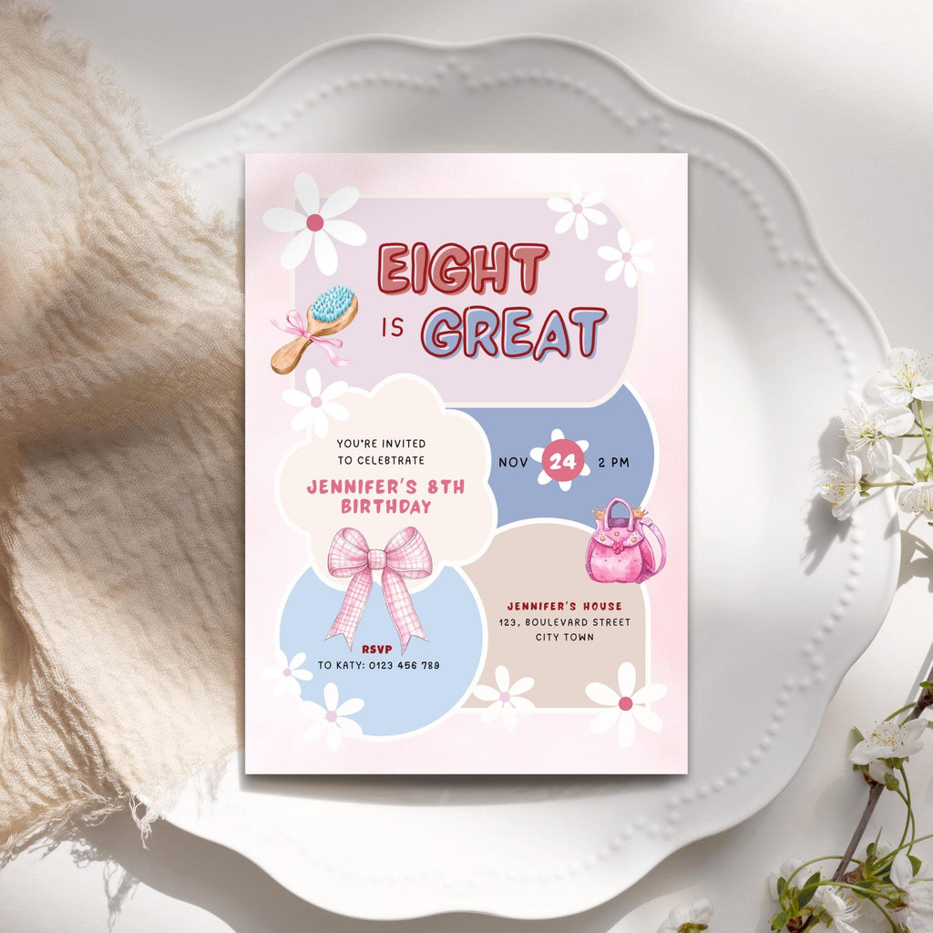 Eight Is Great Birthday Invitation - 8Th Birthday Invite