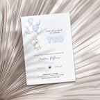 Blue Bear Balloons 2nd Birthday Invitation