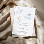Blue Bear Balloons 2nd Birthday Invitation