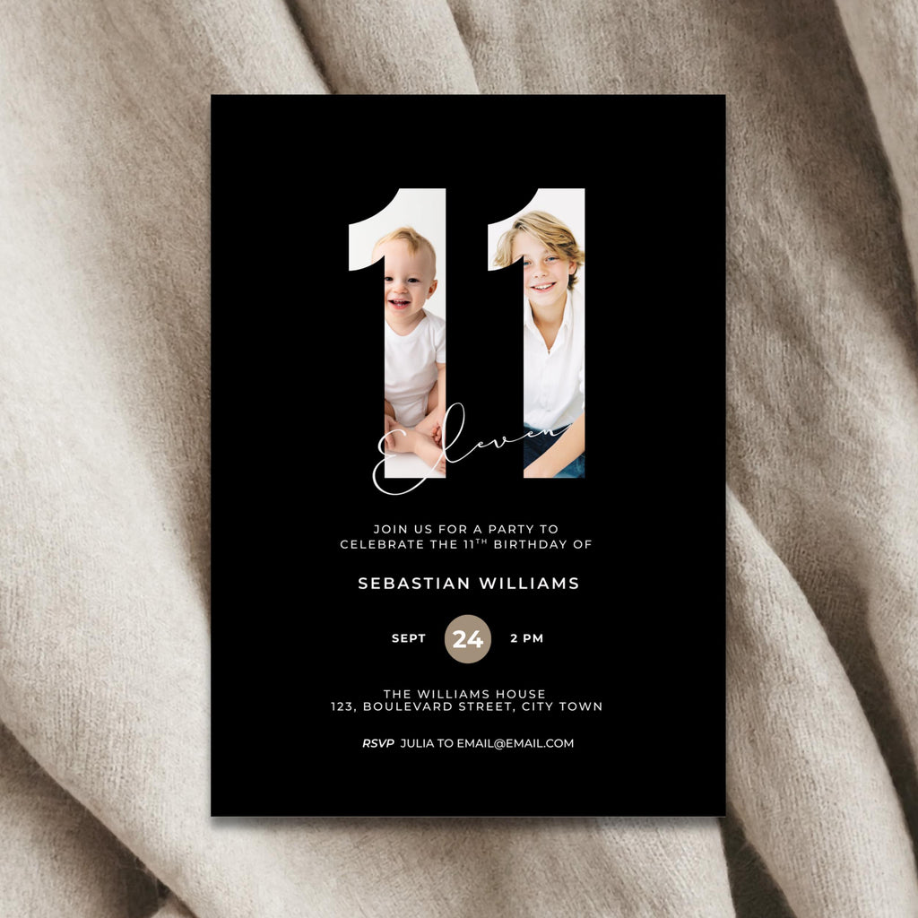 11th Birthday Invitation Photo for Tween Boys