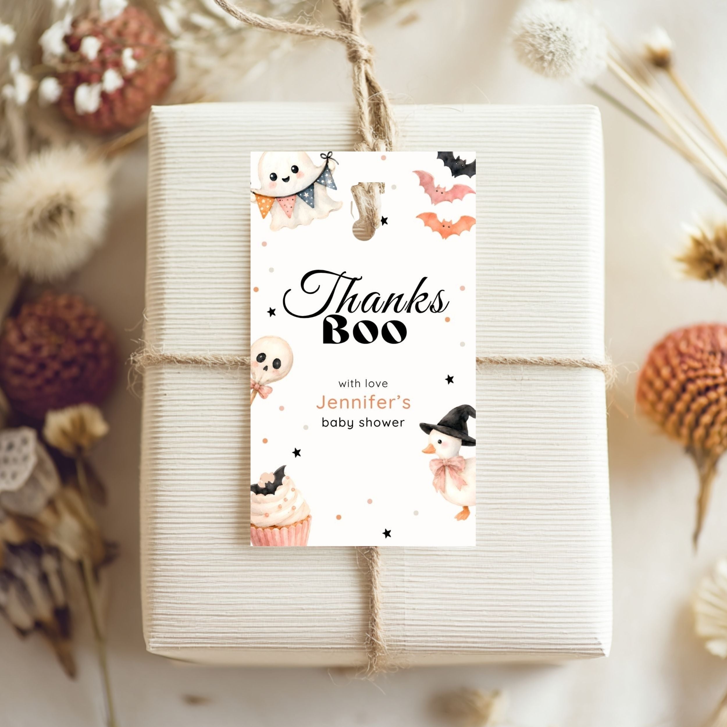 Halloween Thanks Boo Baby Shower Favor Tag