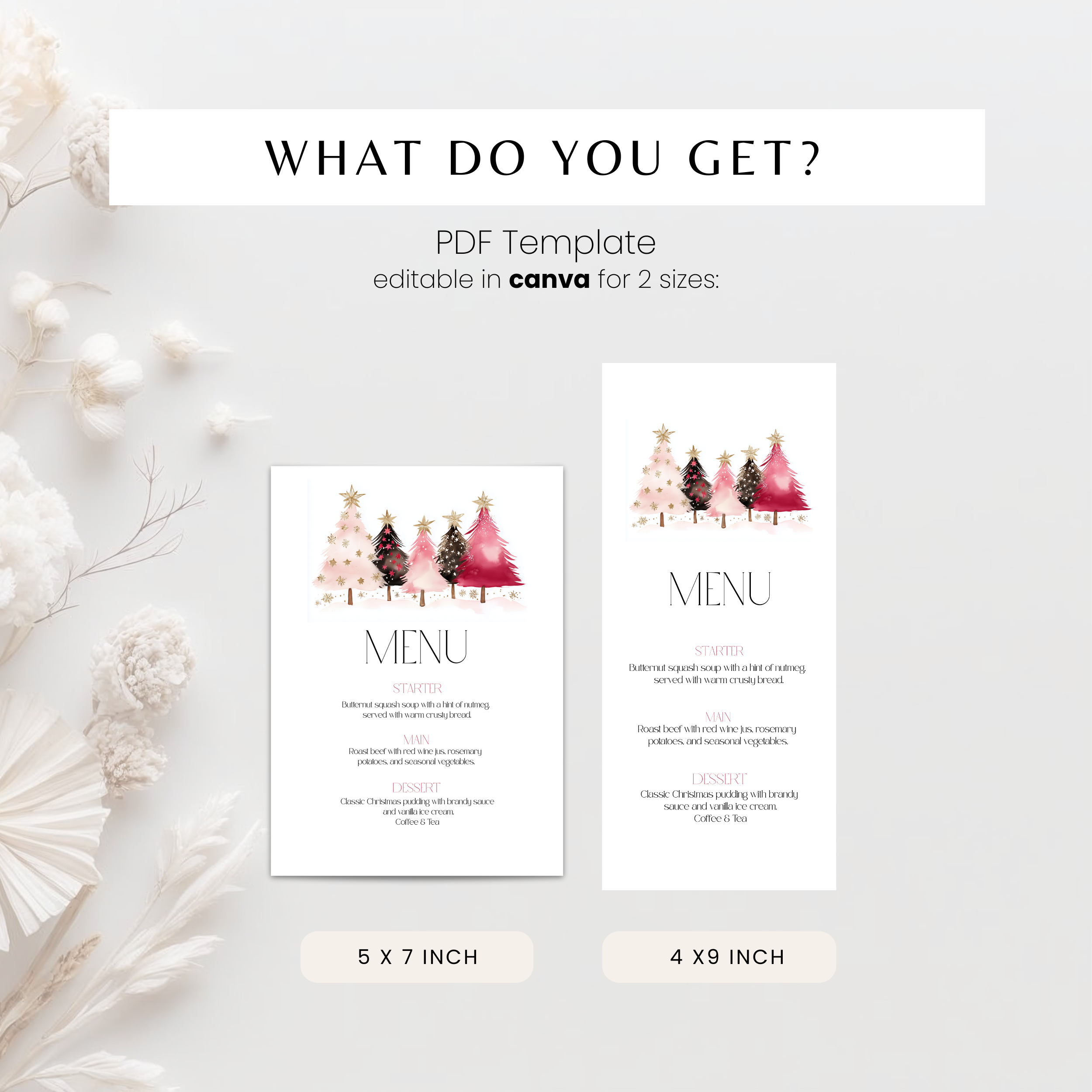 Christmas Pink Trees Menu Template
