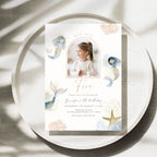 Mermaid 5th Birthday Photo Invitation Template Girls