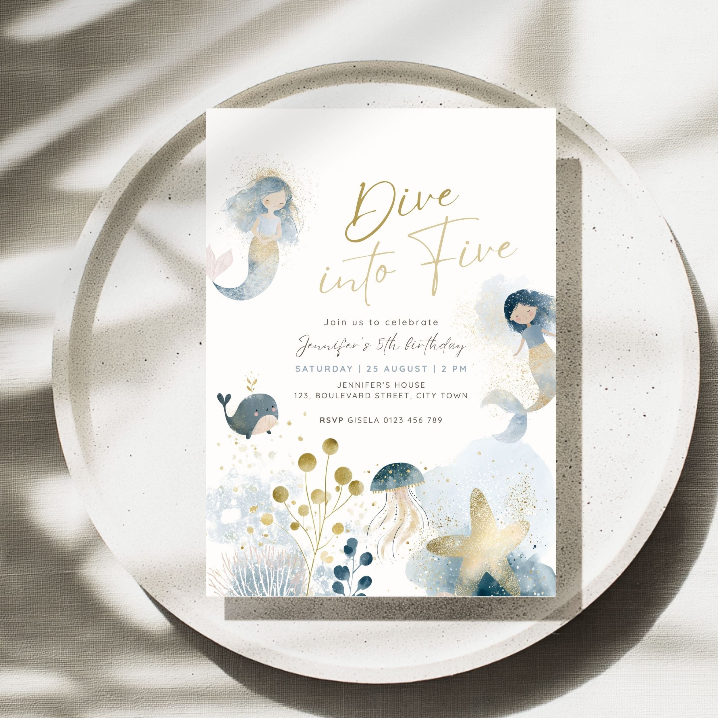Dive into Five Mermaid Birthday Invitation Template Girls
