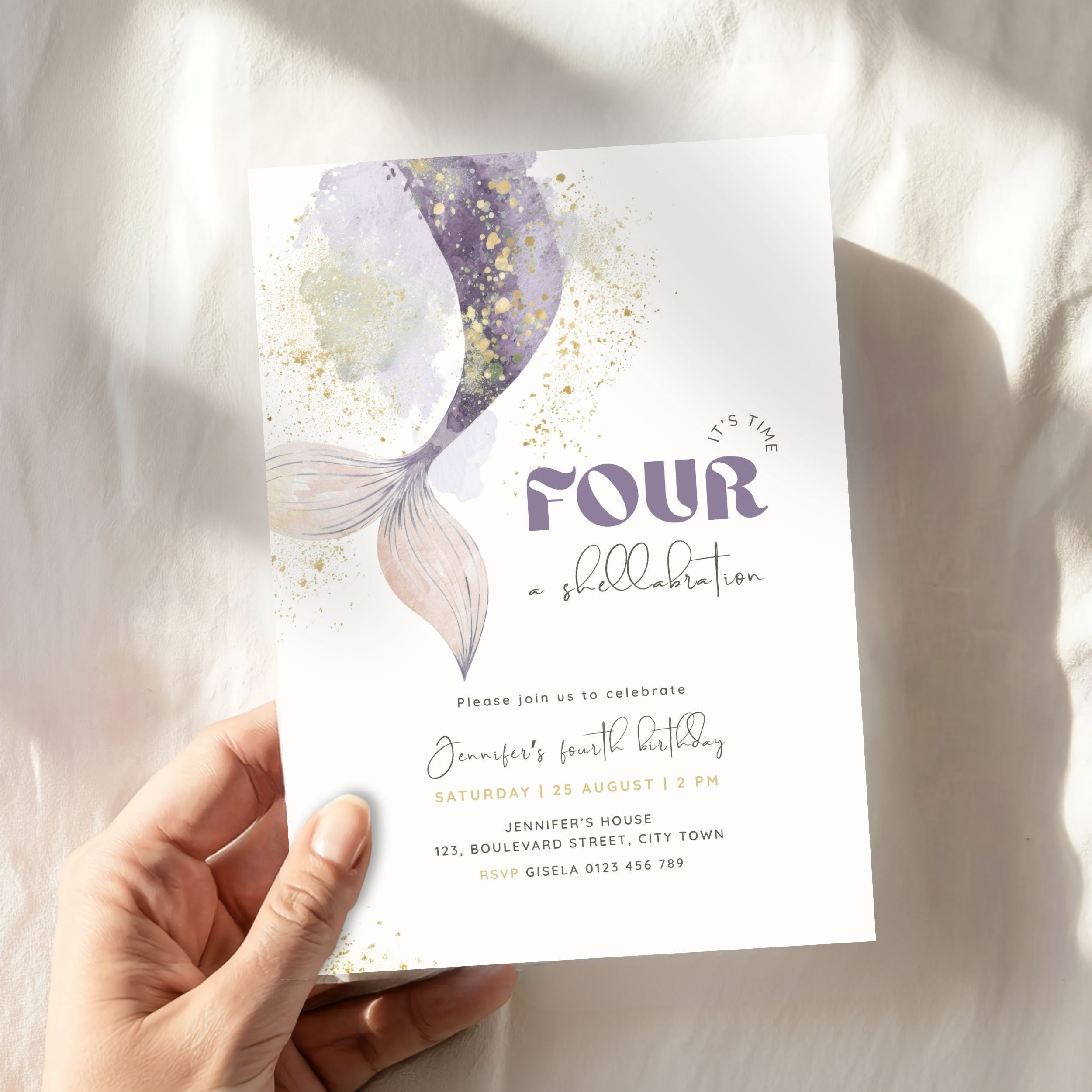 Mermaid 4th Birthday Invitation Template Girls