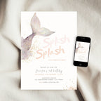 Mermaid Splish Splash Birthday Invitation Template Girls
