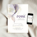 Mermaid 4th Birthday Invitation Template Girls