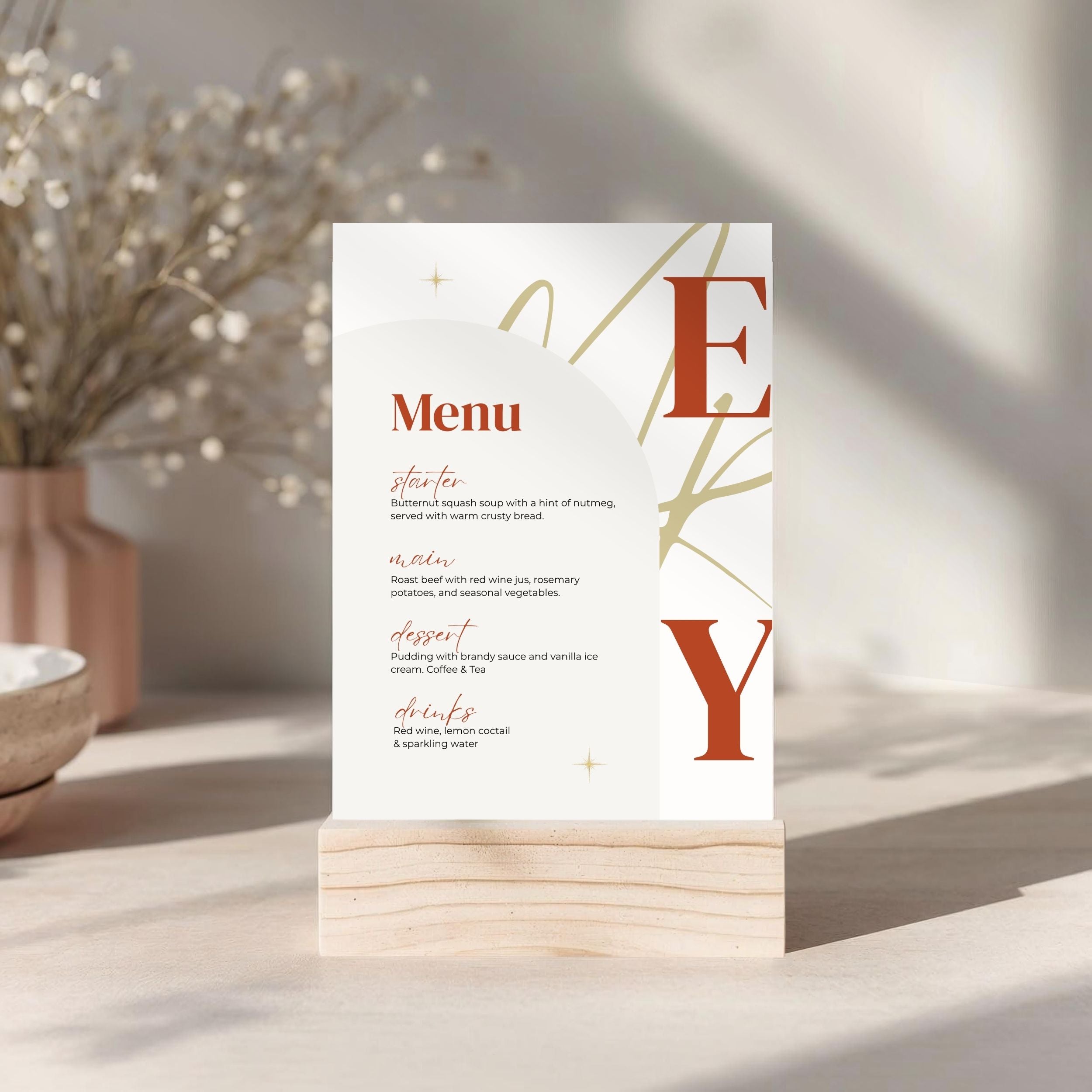 Red Gold Merry Christmas Menu Card Template