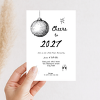 Close-up of the hand-drawn disco ball on the Cheers to 2027 invitation template