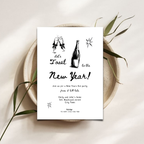 Hand drawn New Year’s Eve 2027 party invitation template preview, editable in Canva