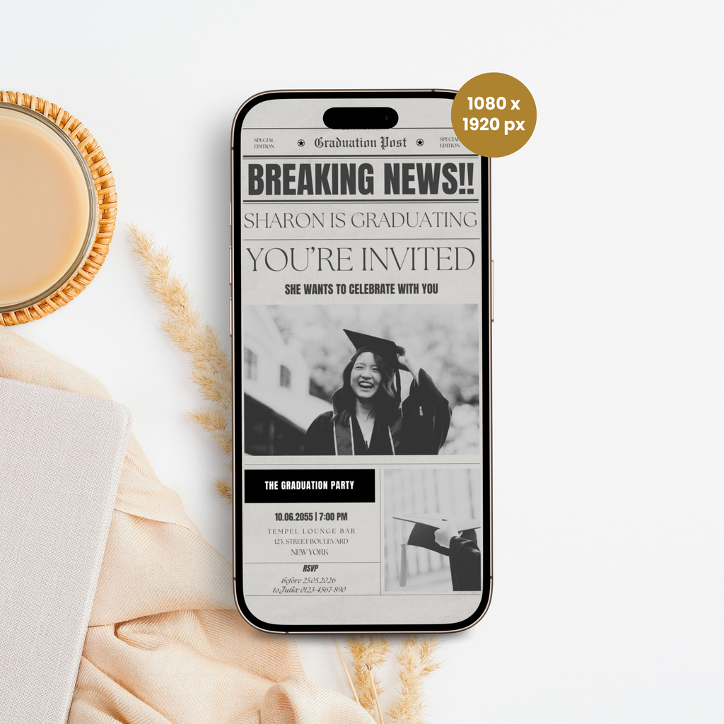 Newspaper Graduation Invitation Party