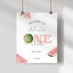 One In A Melon First Birthday Welcome Sign for Girls