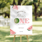 One In A Melon First Birthday Welcome Sign for Girls