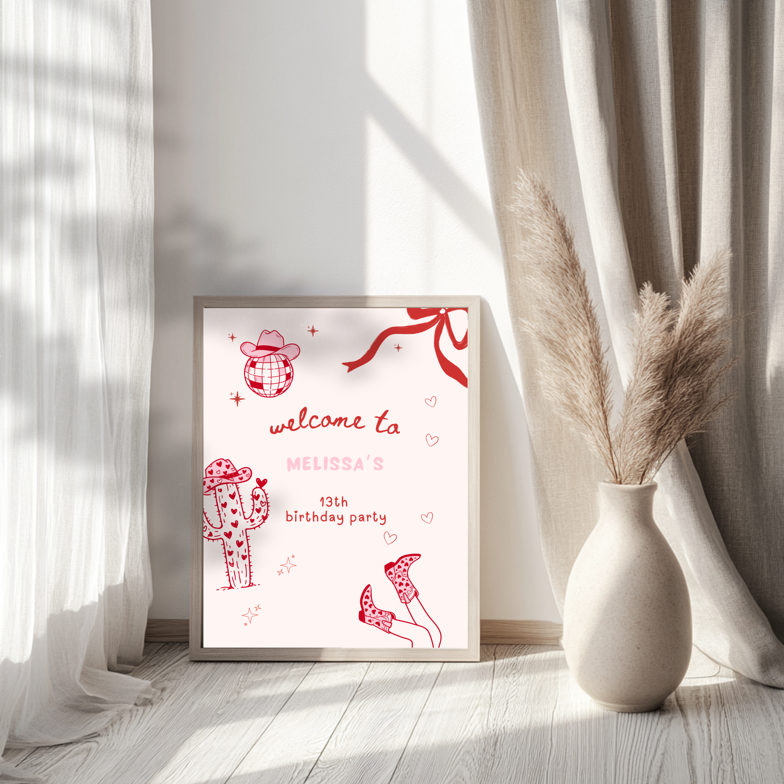 Cowgirl Pink Pony Club Welcome Sign