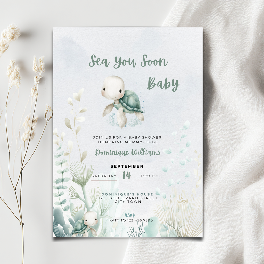 Sea You Soon Ocean Baby Shower Invitation Template – image 4