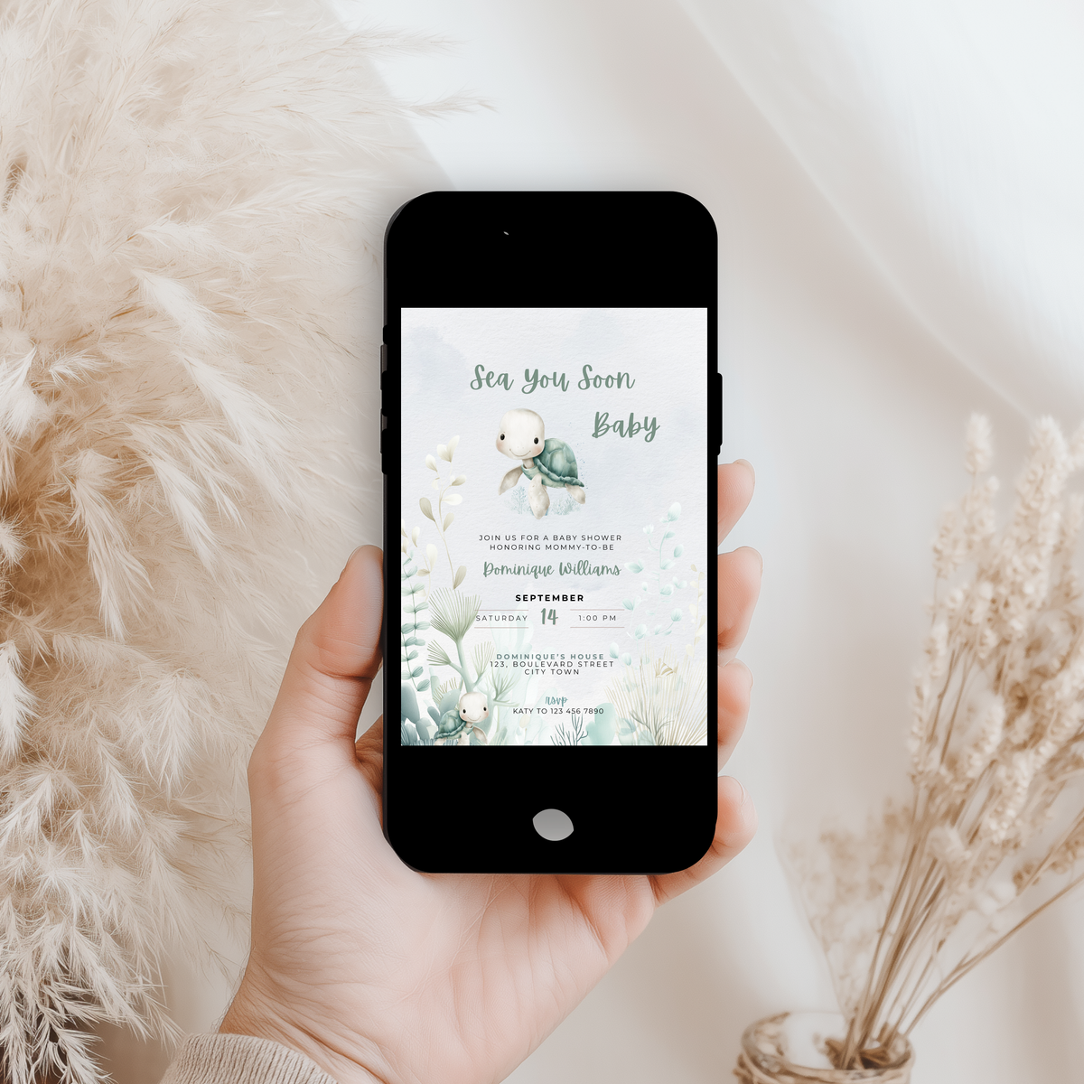 Sea You Soon Ocean Baby Shower Invitation Template – image 3