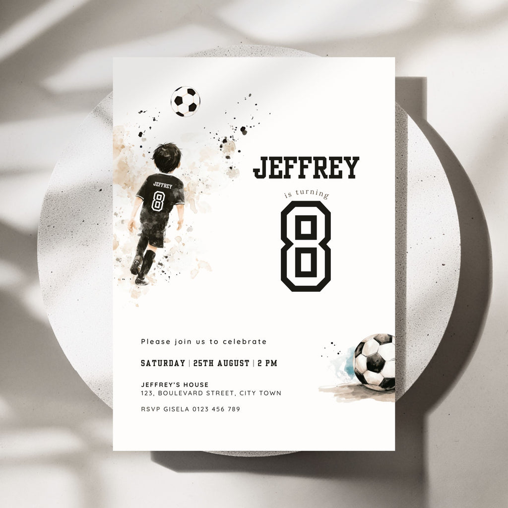 Soccer Sports 8th Birthday Invitation Template Boys