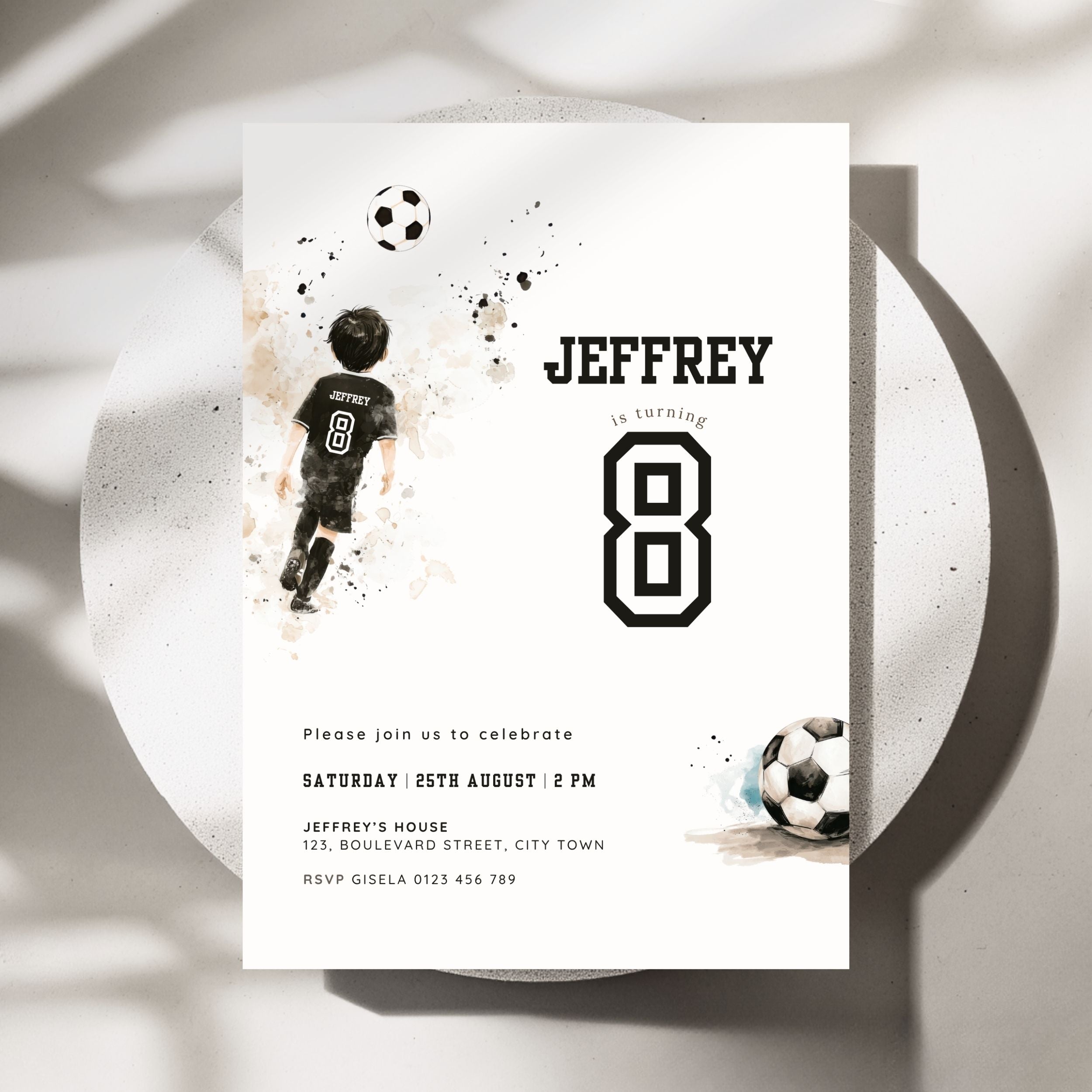 Soccer Sports 8th Birthday Invitation Template Boys