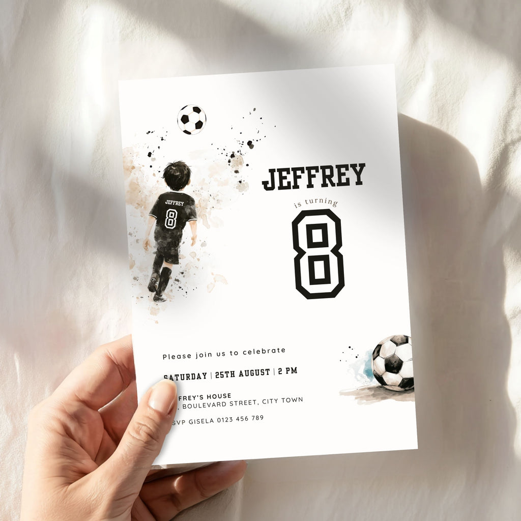 Soccer Sports 8th Birthday Invitation Template Boys