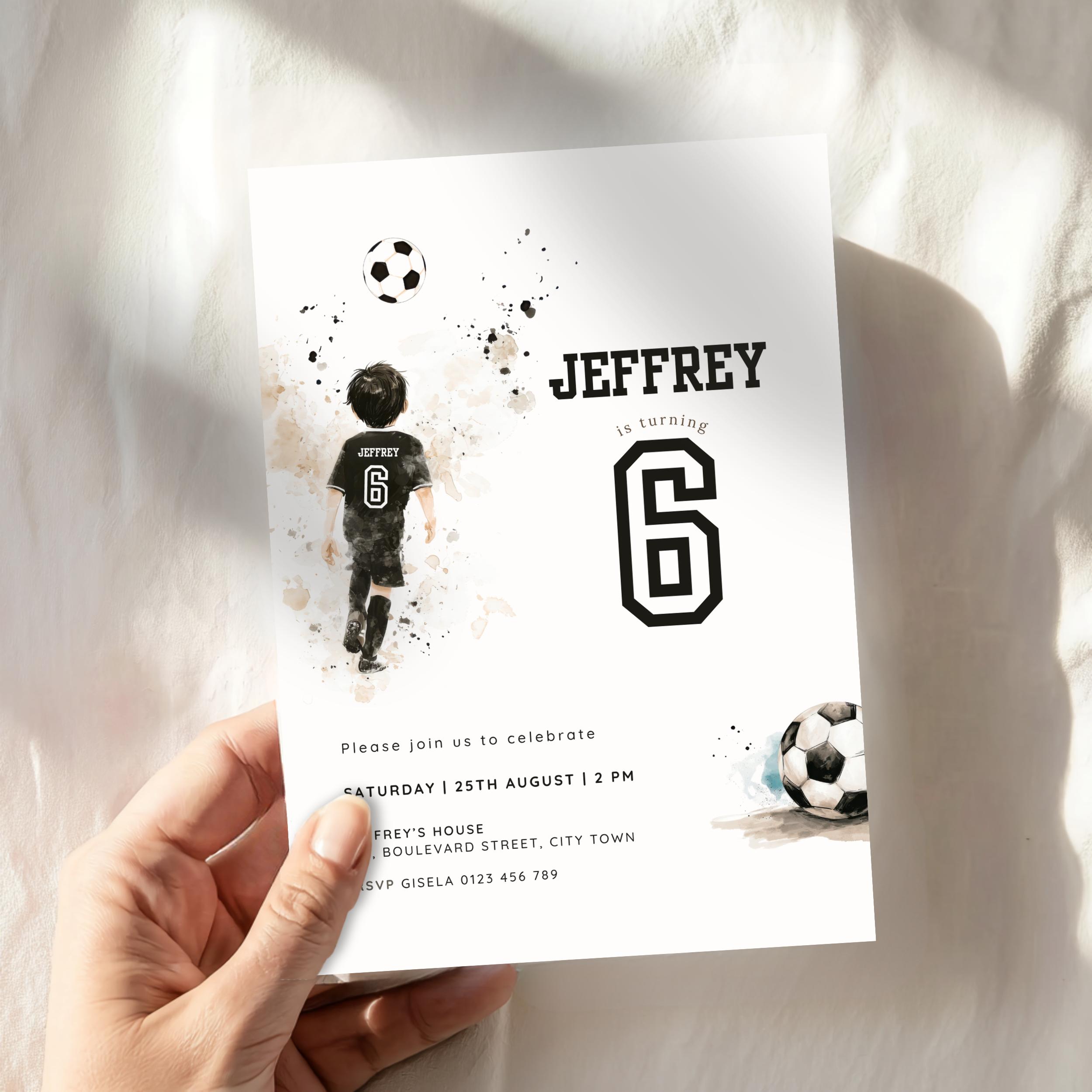 Soccer Sports 6th Birthday Invitation Template Boys