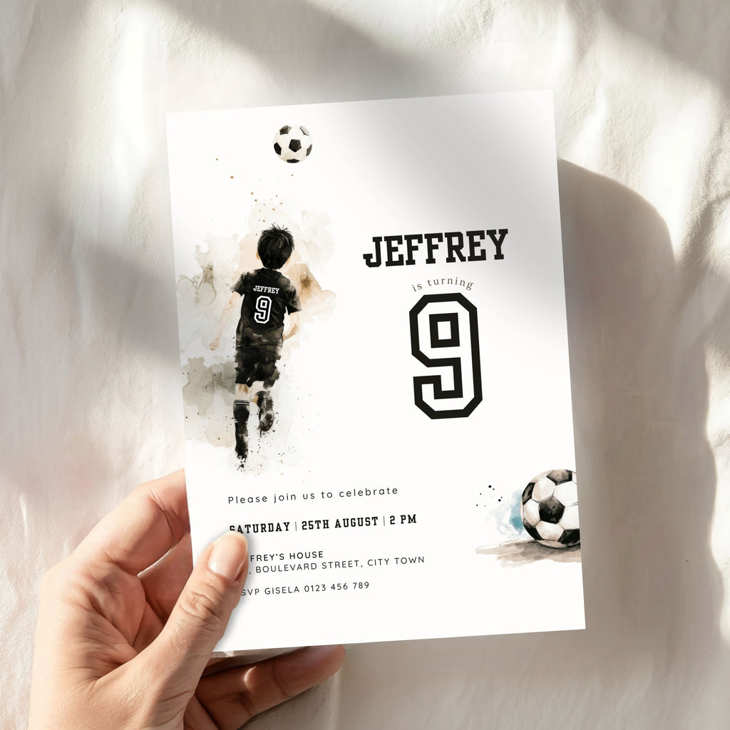 Soccer Sports 9th Birthday Invitation Template Boys