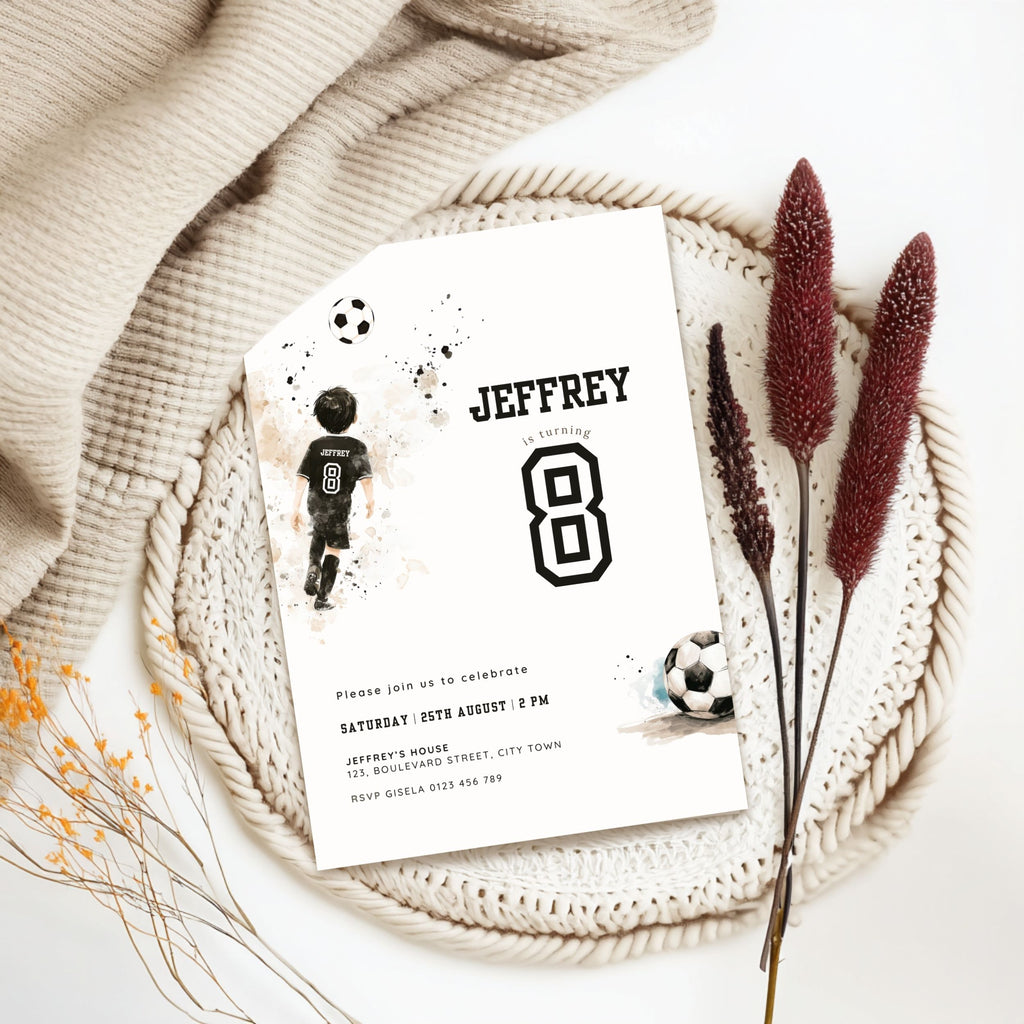 Soccer Sports 8th Birthday Invitation Template Boys