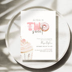 Pink Two Sweet 2nd Birthday Invitation Template Girls