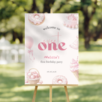 Pink Sweet One Birthday Welcome Sign Girls
