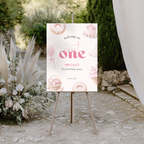 Pink Sweet One Birthday Welcome Sign Girls