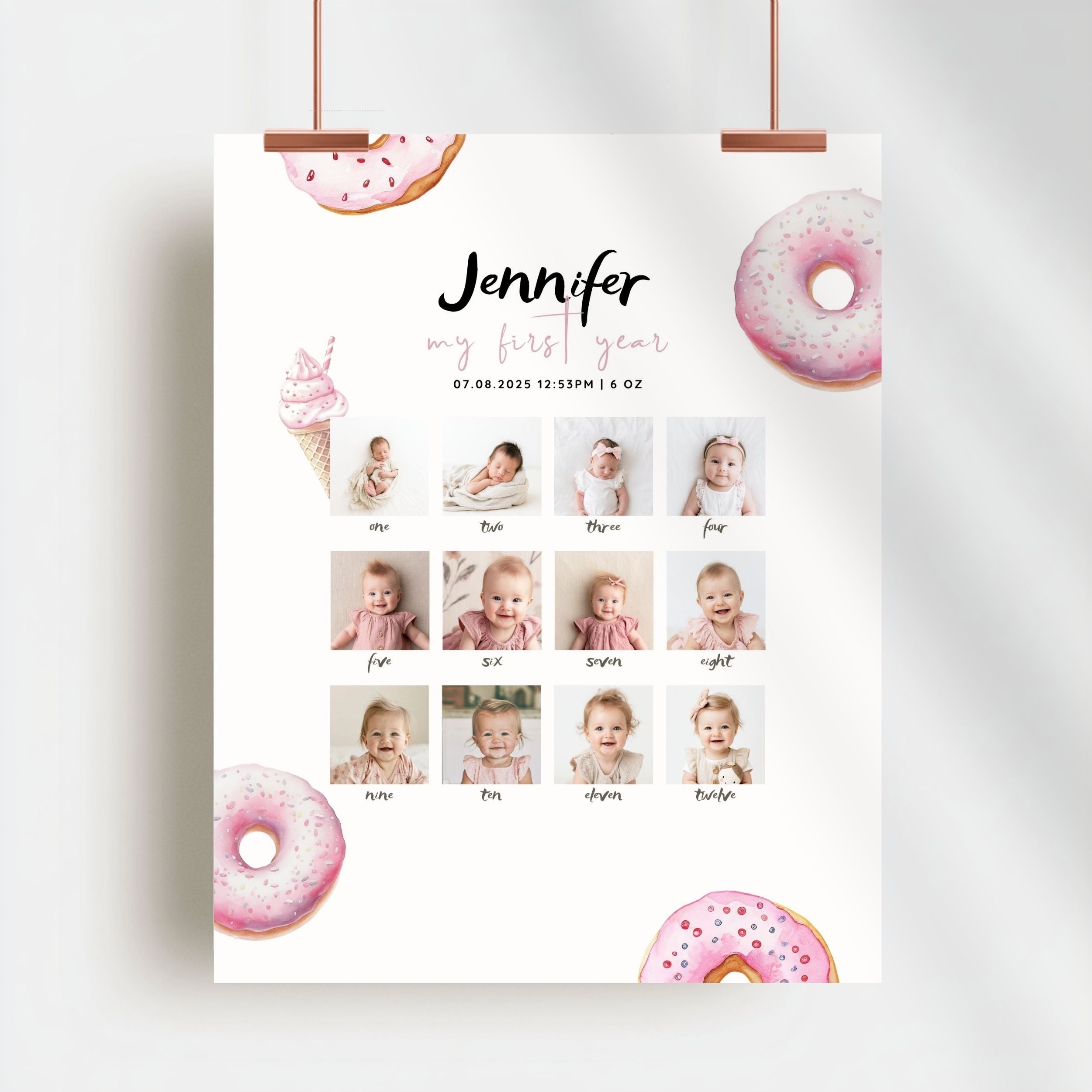 Pink sweet Birthday Monthly Milestone Sign Girls