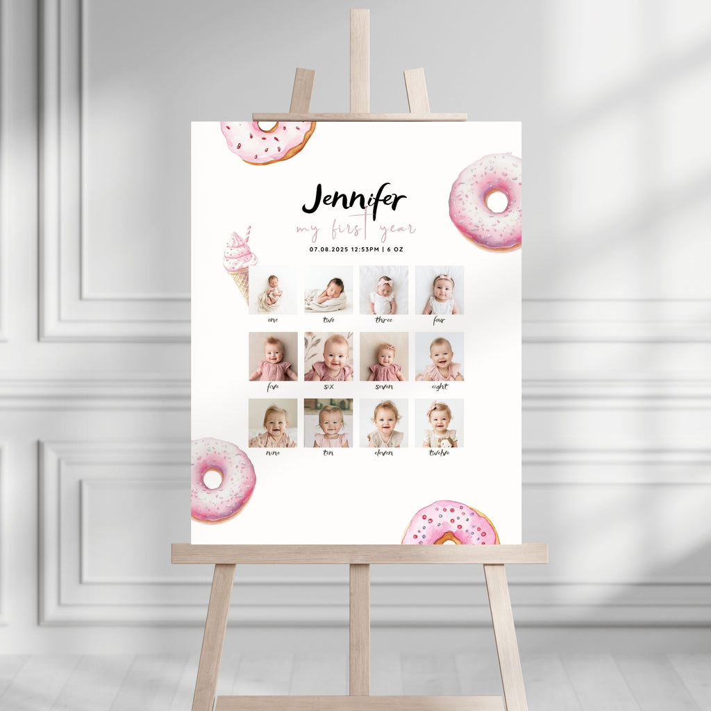 Pink sweet Birthday Monthly Milestone Sign Girls