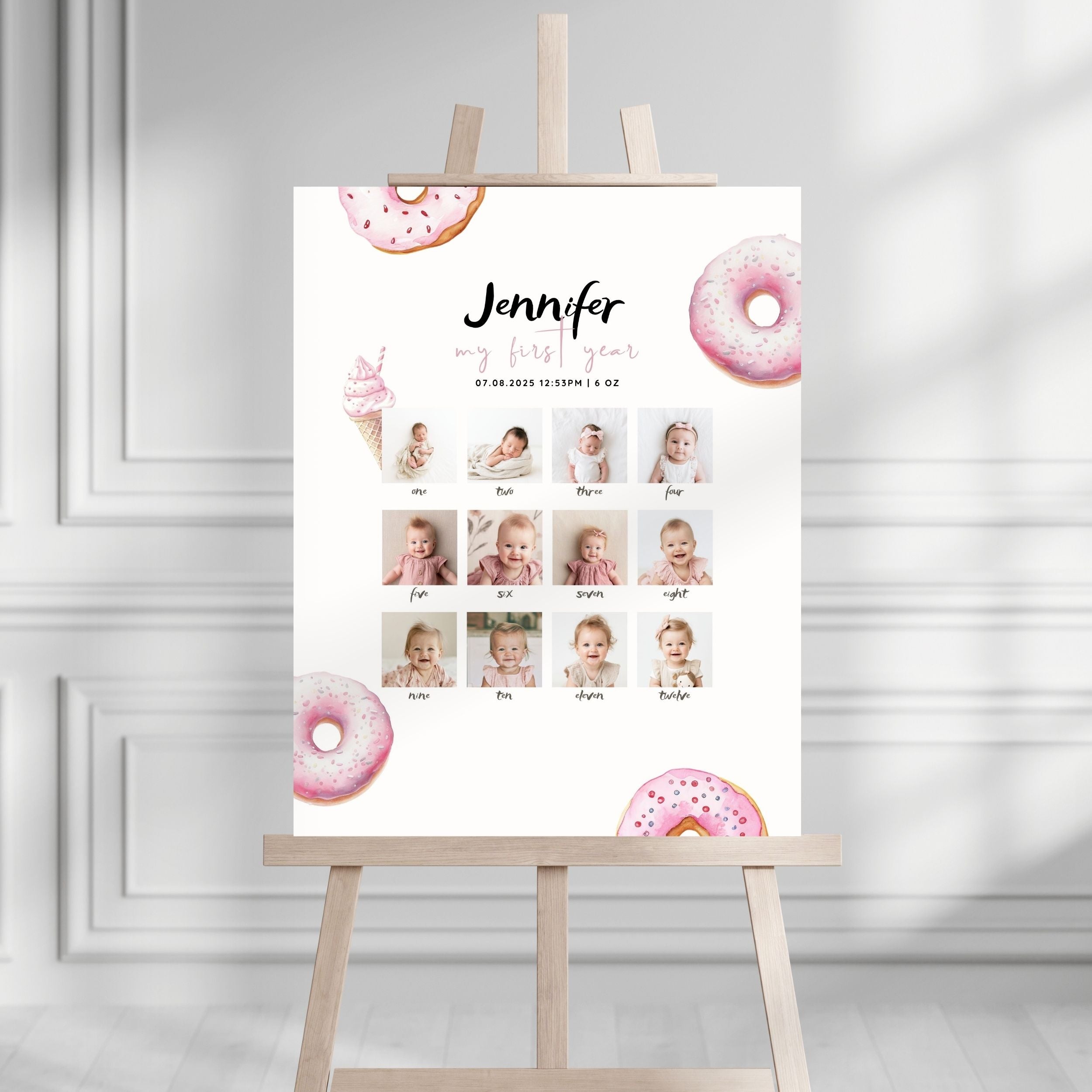 Pink sweet Birthday Monthly Milestone Sign Girls