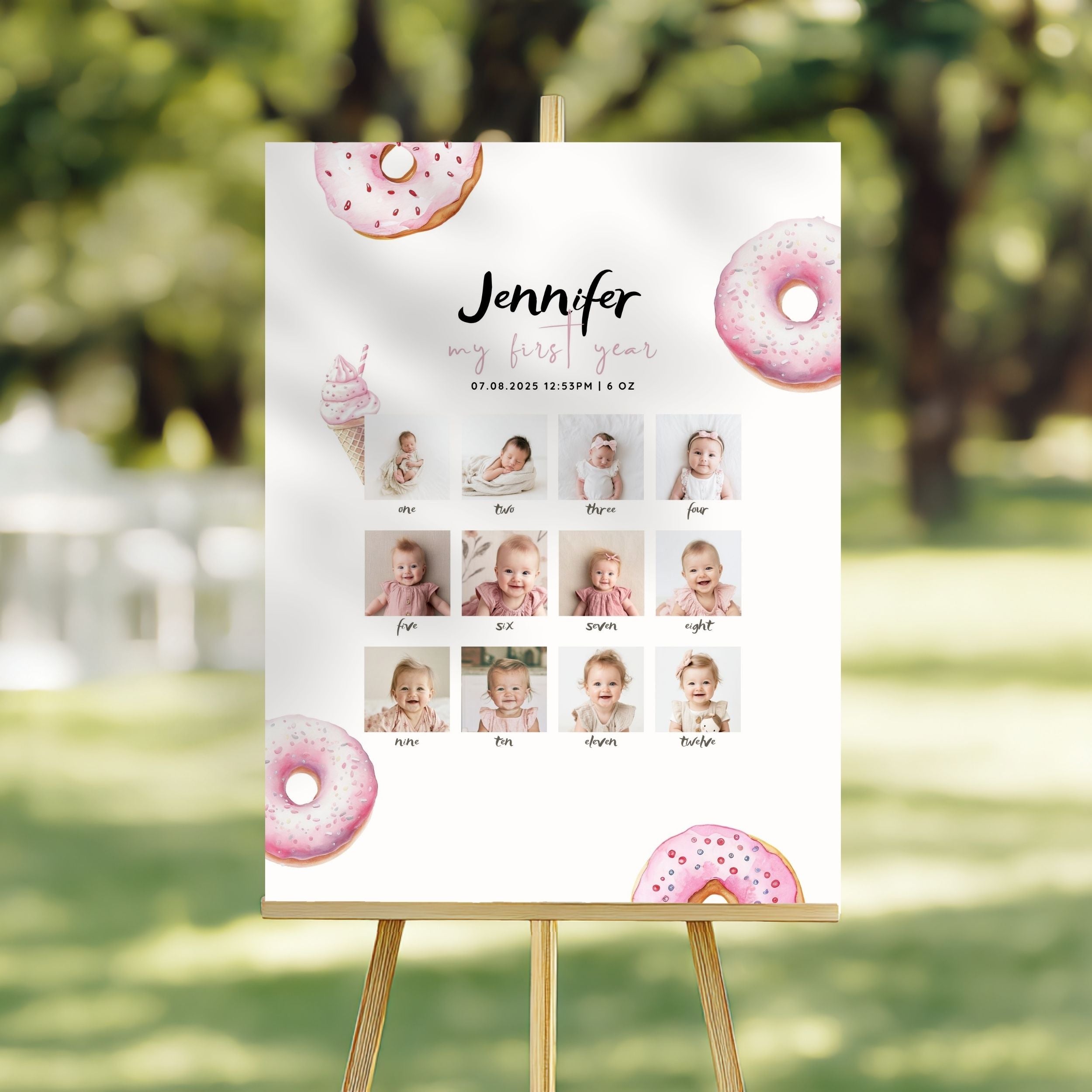 Pink sweet Birthday Monthly Milestone Sign Girls