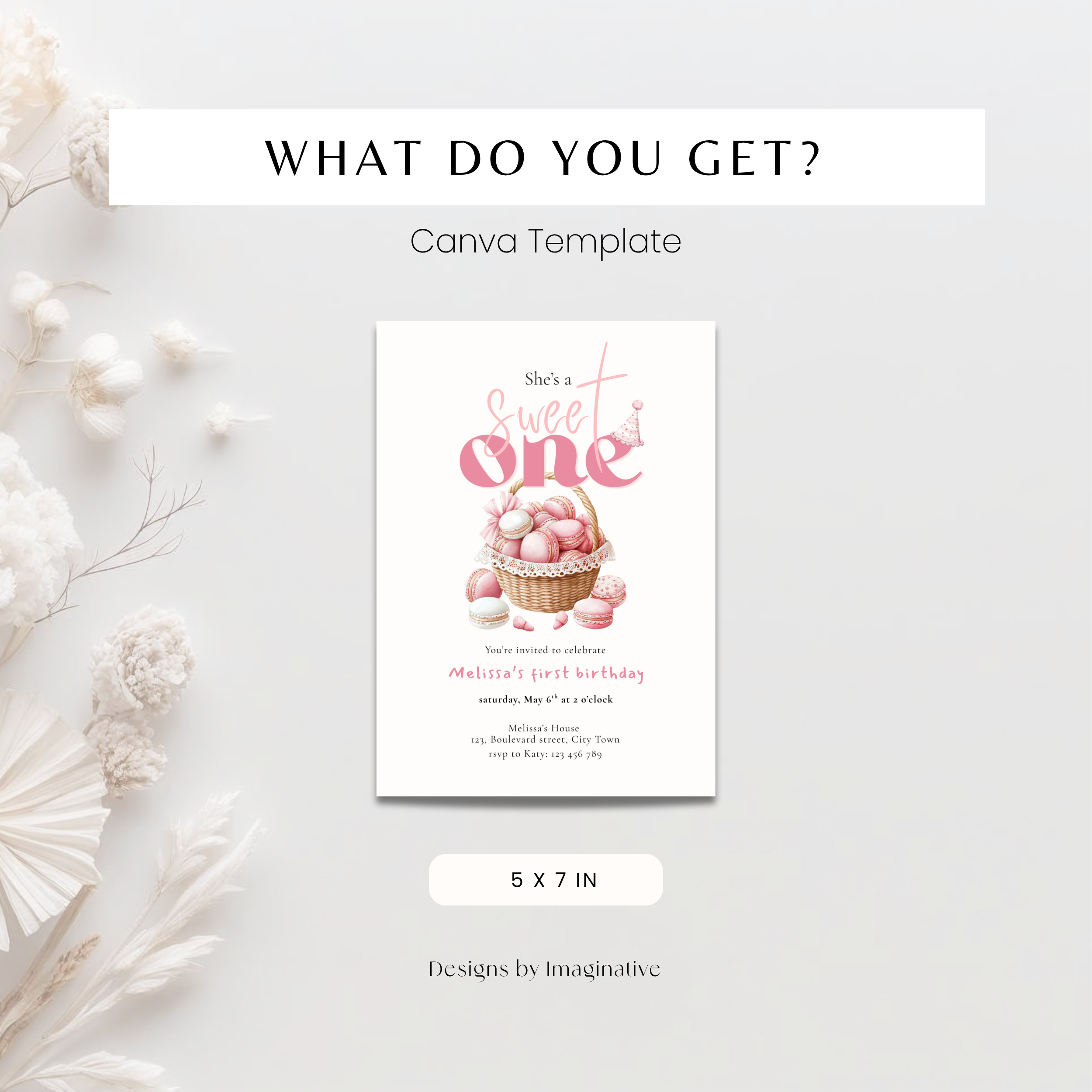 She's a Sweet One Birthday Invitation Girls