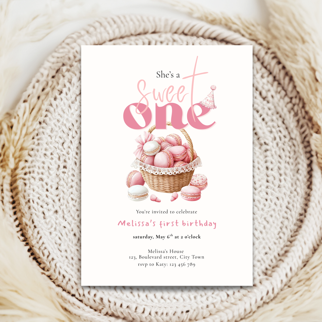 She's a Sweet One Birthday Invitation Girls
