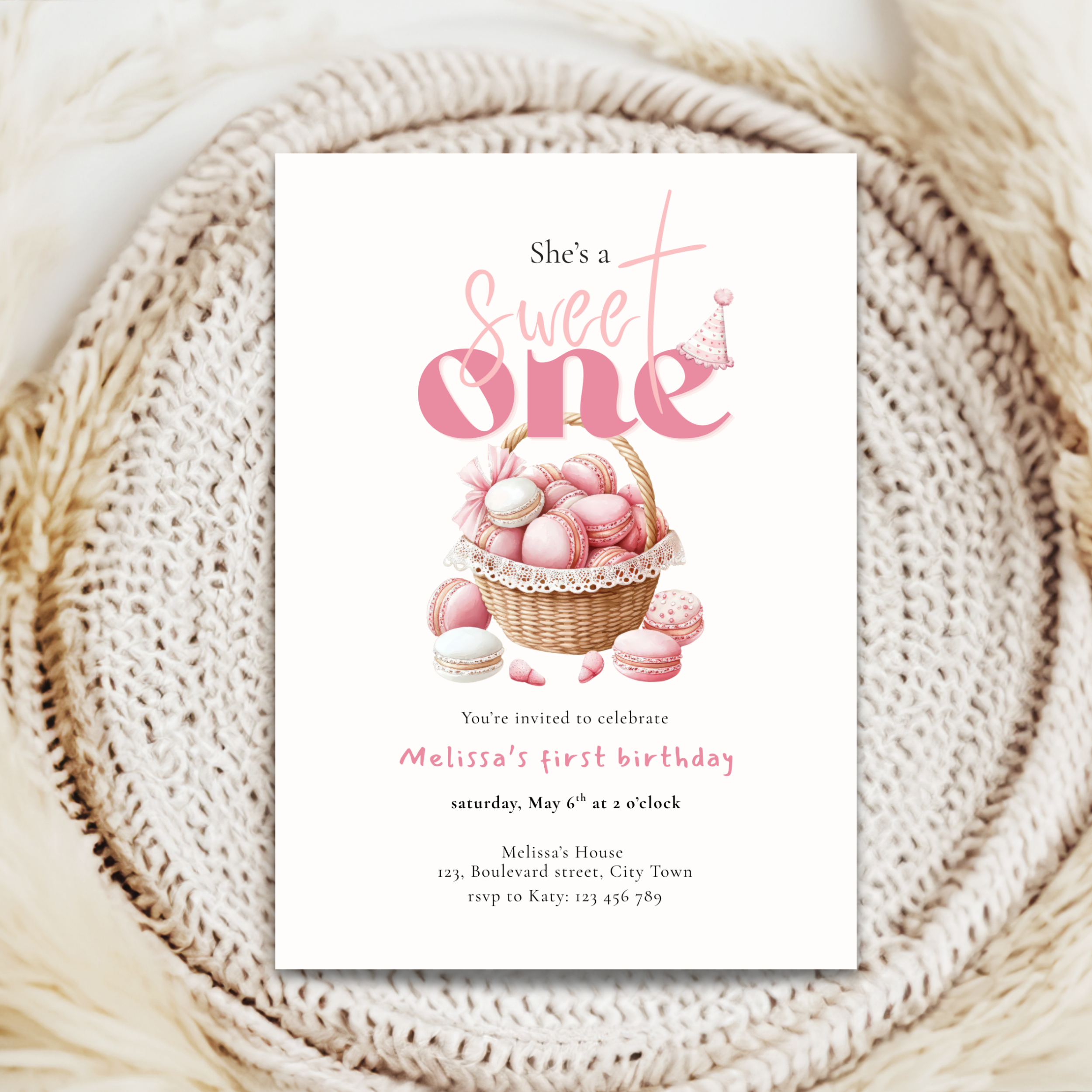 She's a Sweet One Birthday Invitation Girls