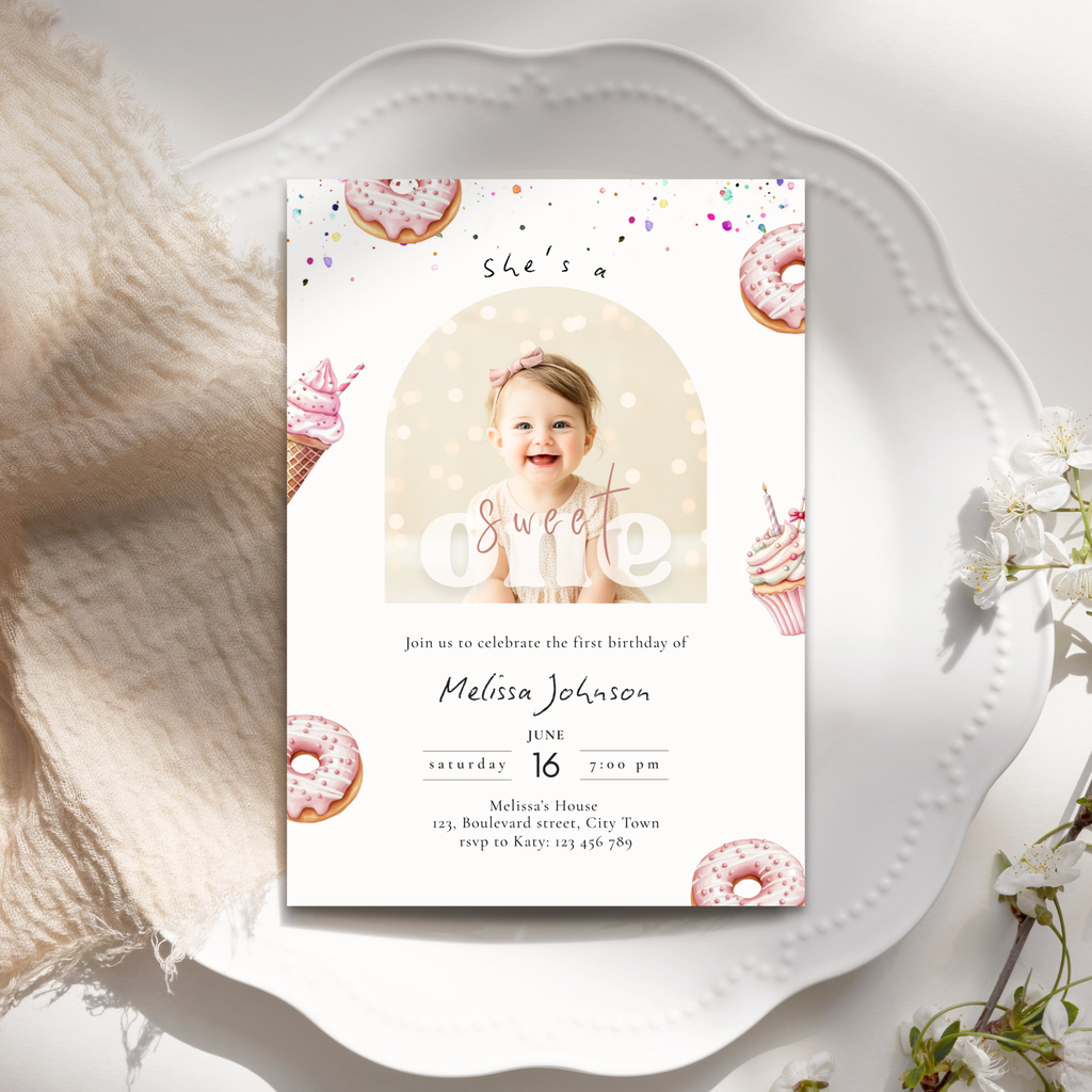 Sweet One Birthday Invitation Girls Photo