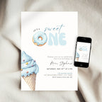 Blue Sweet One Birthday Invitation Template Boys