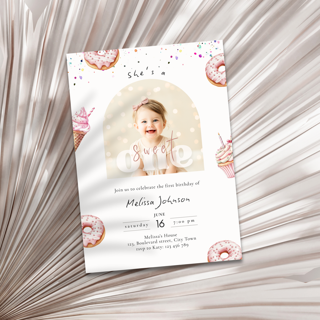 Sweet One Birthday Invitation Girls Photo