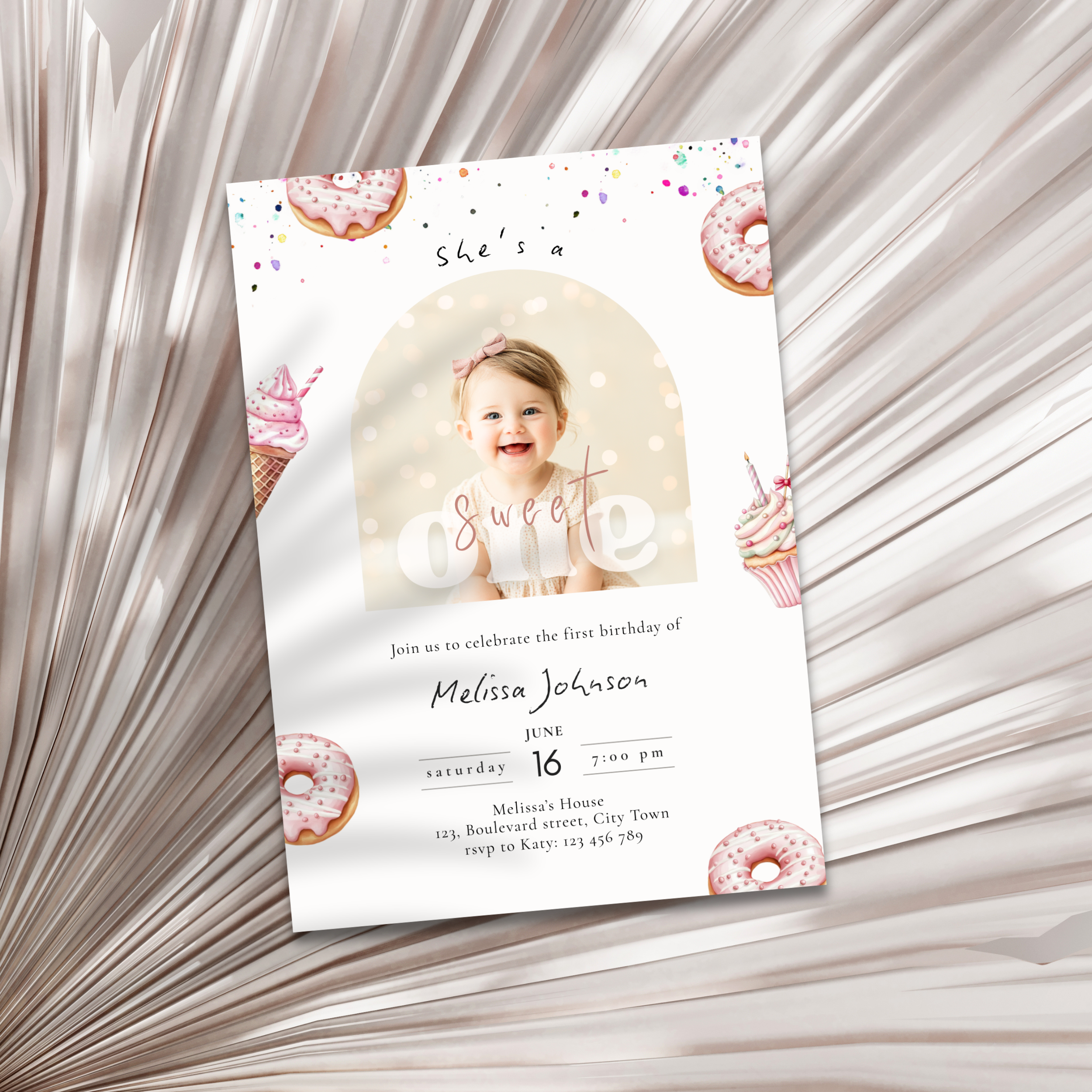 Sweet One Birthday Invitation Girls Photo