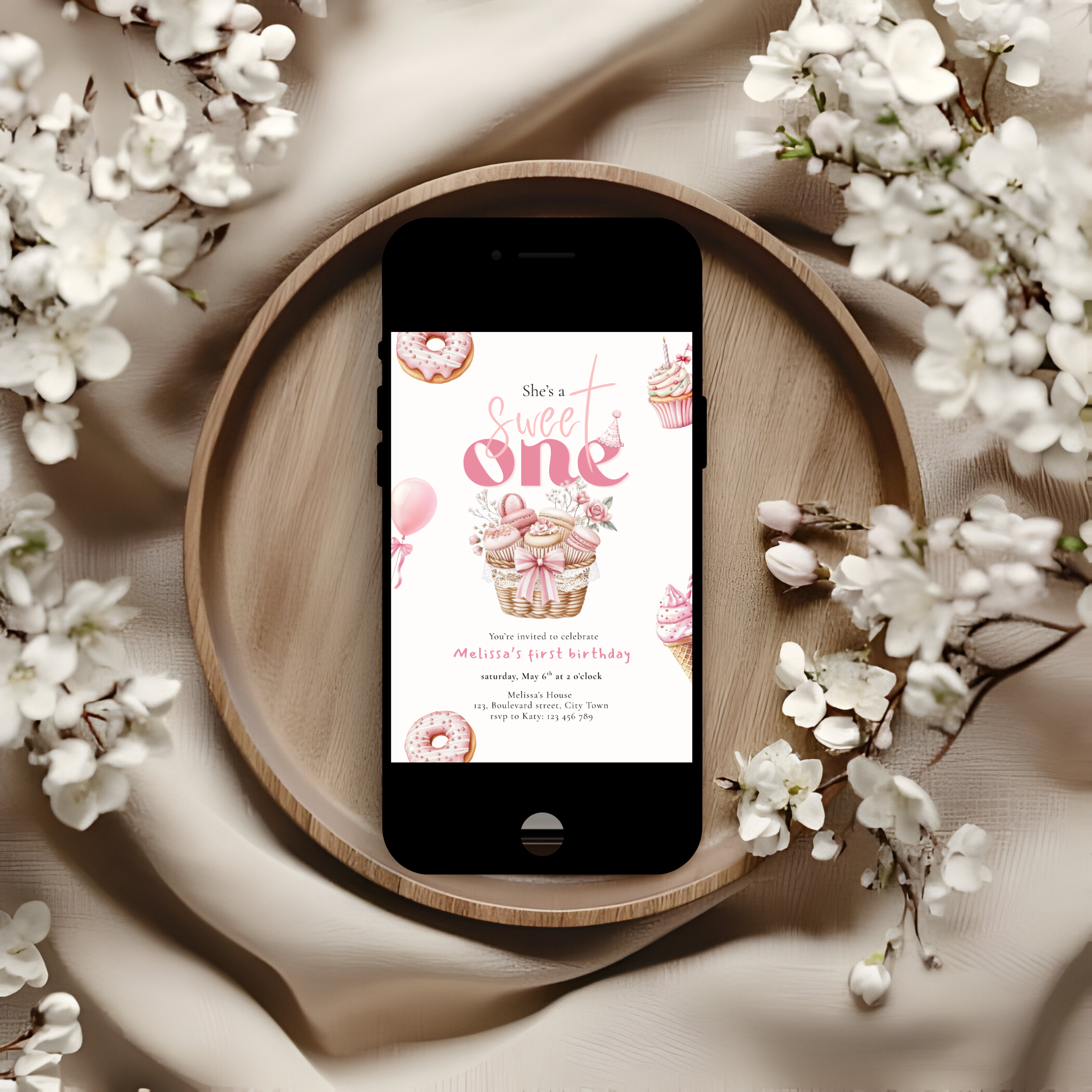 Pink Sweet One Birthday Invitation Girls