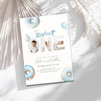 Blue Sweet One Birthday Photo Invitation Boys