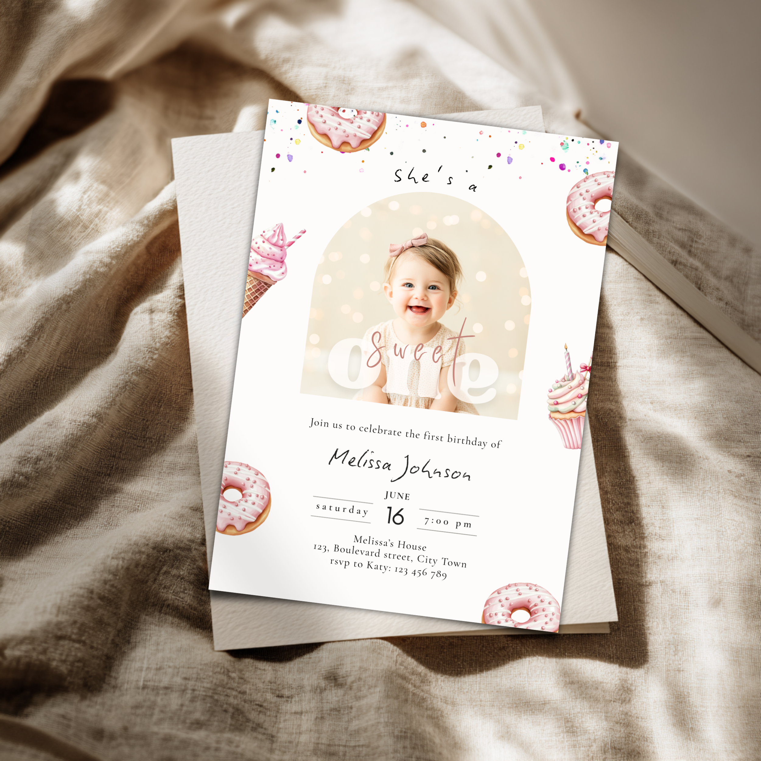 Sweet One Birthday Invitation Girls Photo