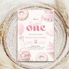 Pink She's a Sweet One Birthday Invitation Girls