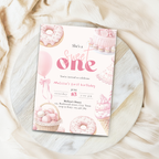 Pink She's a Sweet One Birthday Invitation Girls
