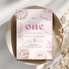 Pink She's a Sweet One Birthday Invitation Girls