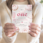 Pink She's a Sweet One Birthday Invitation Girls