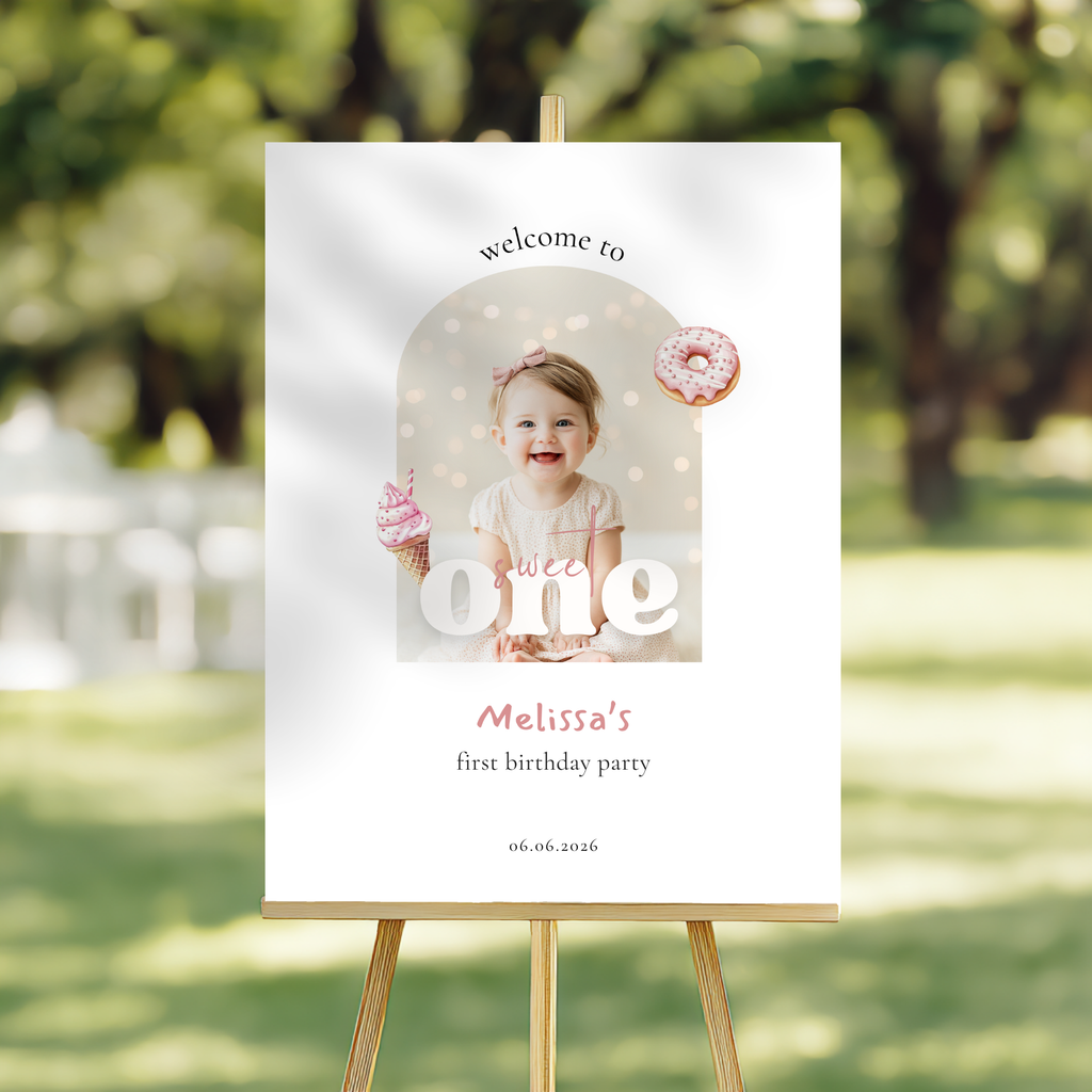 Photo Sweet One Birthday Welcome Sign Girls